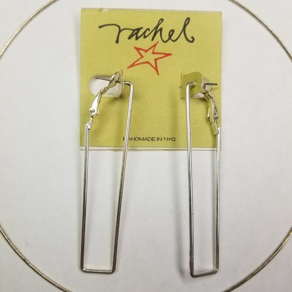 ✅#1026S Rachel NYC RARE Elegant Gorgeous Silver Bar Earrings & Wire Necklace - Picture 6 of 15